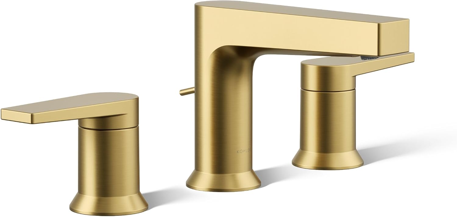 Kohler 97100-4-2MB Taut® Widespread Bathroom Sink Faucet, 1.2 gpm, Vibrant Brushed Moderne Brass