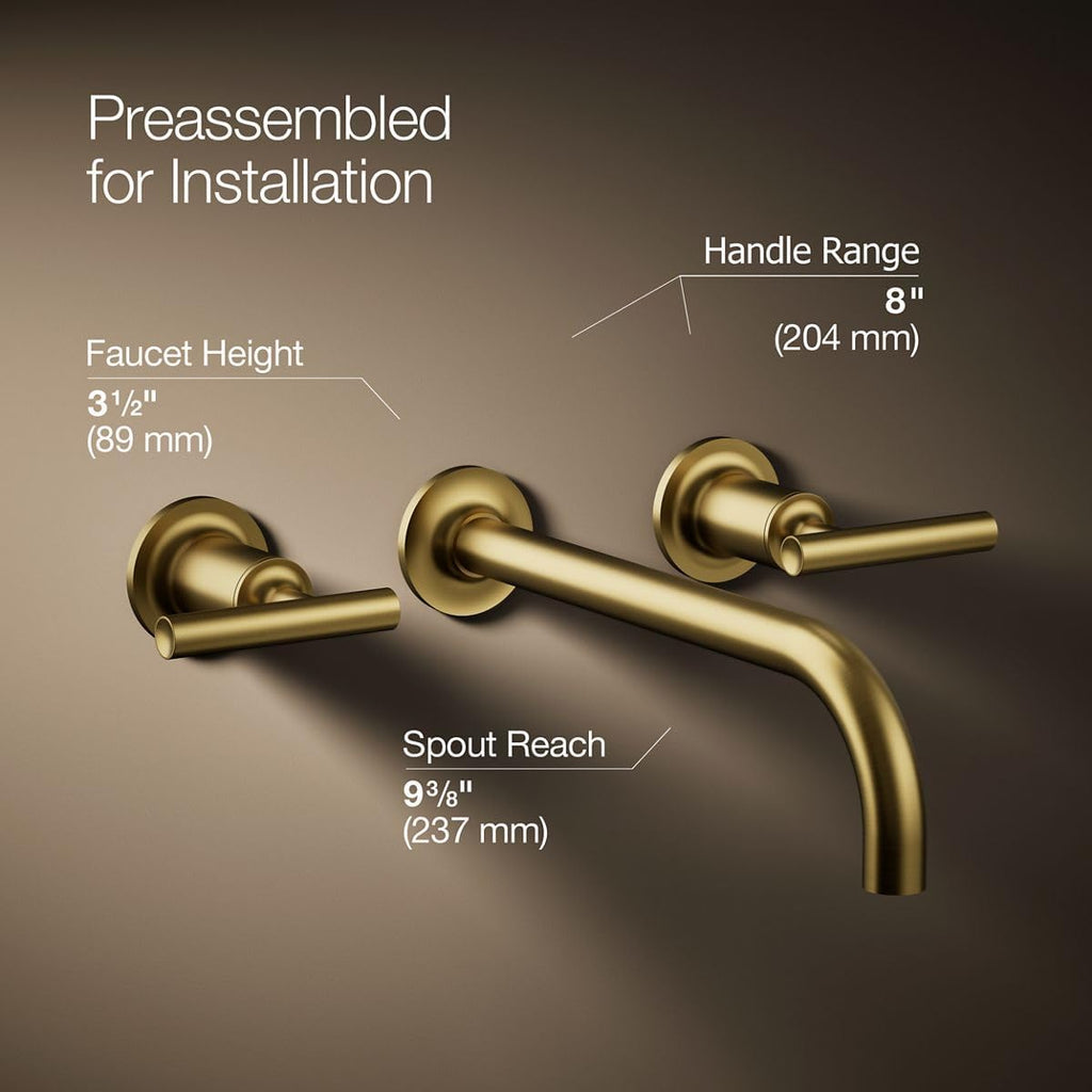 KOHLER Purist Wall-mount Bathroom Sink Faucet Trim With 9-in, 90-degree Angle Spout And Lever Handles, Requires Valve