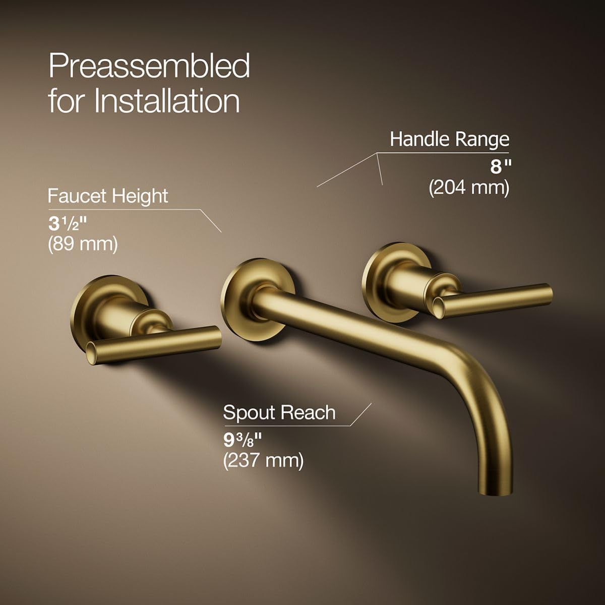 KOHLER Purist Wall-mount Bathroom Sink Faucet Trim With 9-in, 90-degree Angle Spout And Lever Handles, Requires Valve