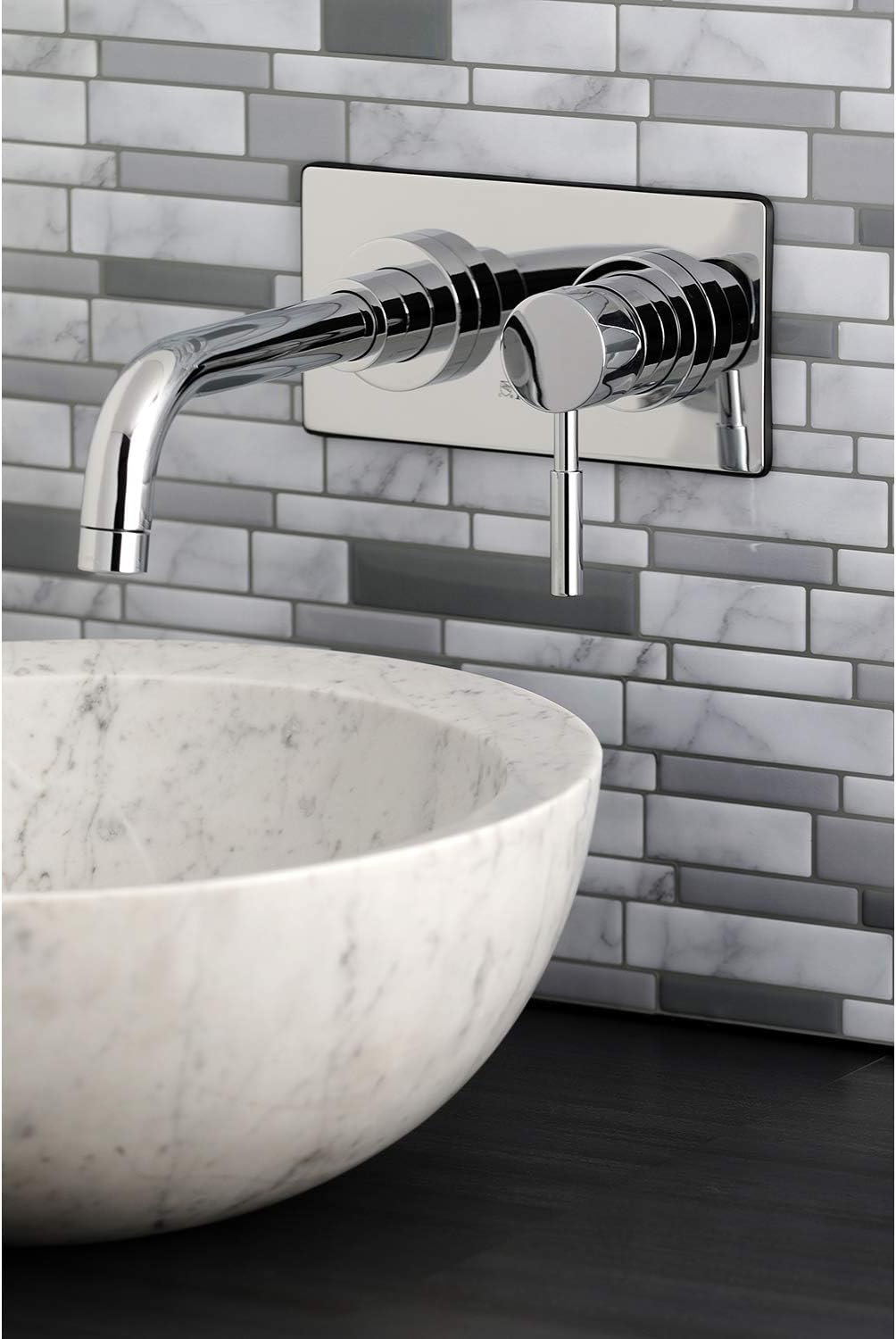 Kingston Brass KS8111DL Single-Handle Wall Mount Bathroom Faucet, Polished Chrome,8' Spout Reach