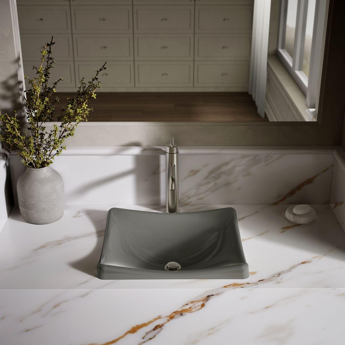 KOHLER K-2833-58 DemiLav Wading Pool Bathroom Sink, Thunder Grey