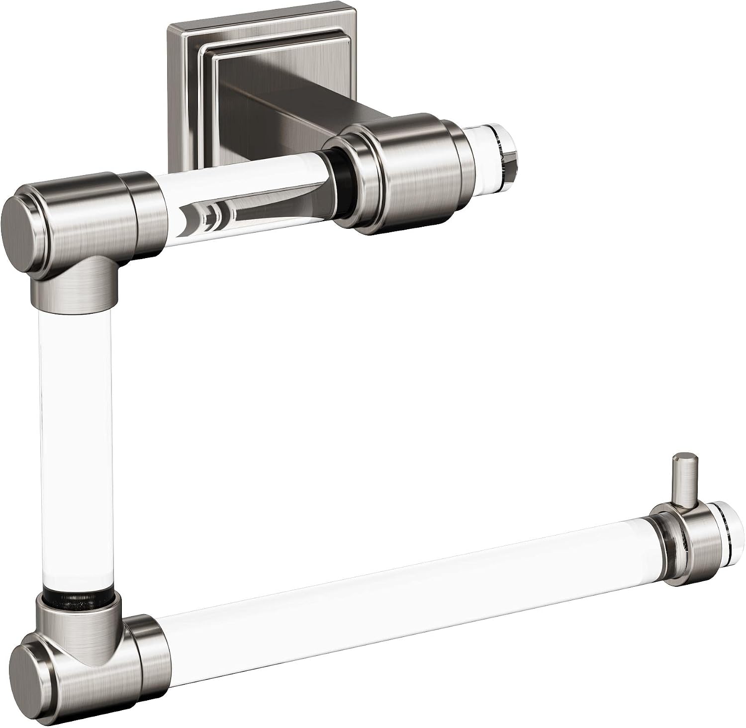 Amerock | Clear/Brushed Nickel | Glacio |Towel Bar | 24 inch (610 mm) | 4 Piece | Bathroom Accessories Set