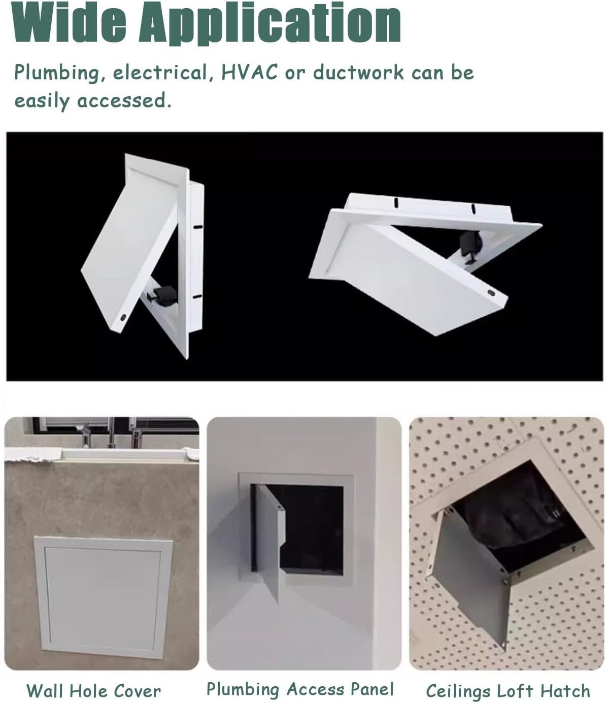 Drywall Ceiling Attic Door Cover, Electrical Panel Closet Access Door Black, Bathroom Kitchen Cords Hole Box Inspection Hatch, Plumbing Service Plate(35.5x45cm/14x17.7in)