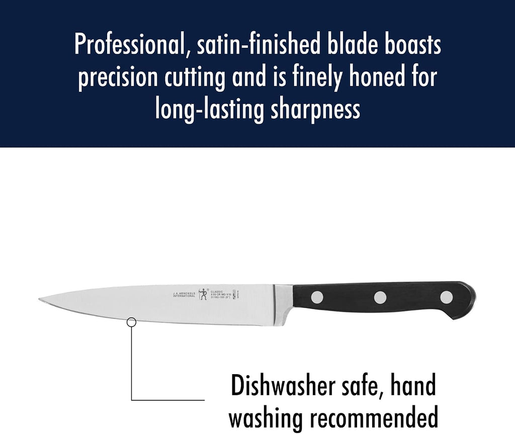 HENCKELS Classic Razor-Sharp 3-Piece Kitchen Knife Set, Chef Knife, Paring Knife, Utility Knife, German Engineered Informed by 100+ Years of Mastery, Stainless Steel