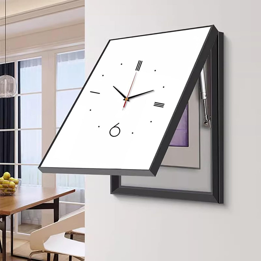Vertical Breaker Box Cover with Clock, White Electrical Panel Lid with Crystal Panel, Decorative Electric Meter Box Plate for Fuse Box/Junction Box(Light Coffee,40x50cm(15 3/4x19 3/4in))