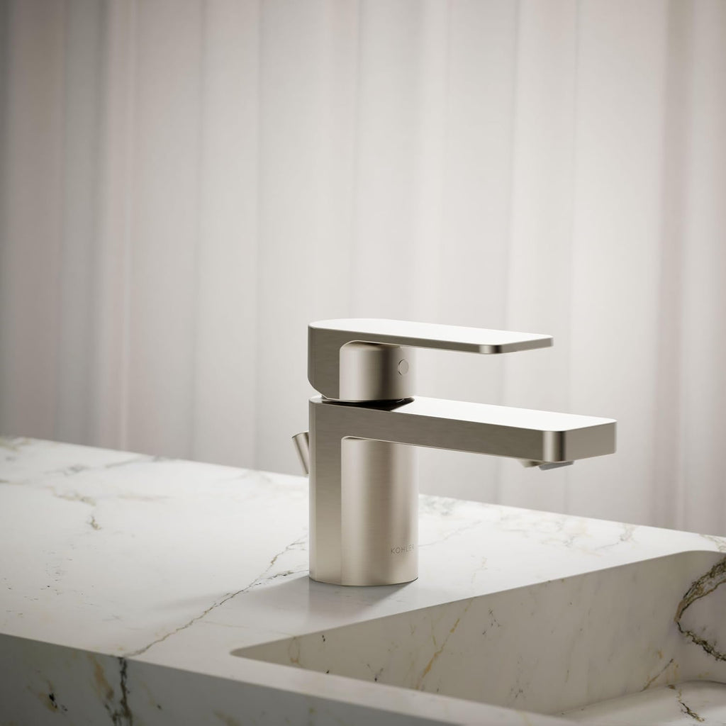 Kohler 24804-4-BN Parallel® Low Single-Handle Bathroom Sink Faucet, 1.2 gpm, Vibrant Brushed Nickel