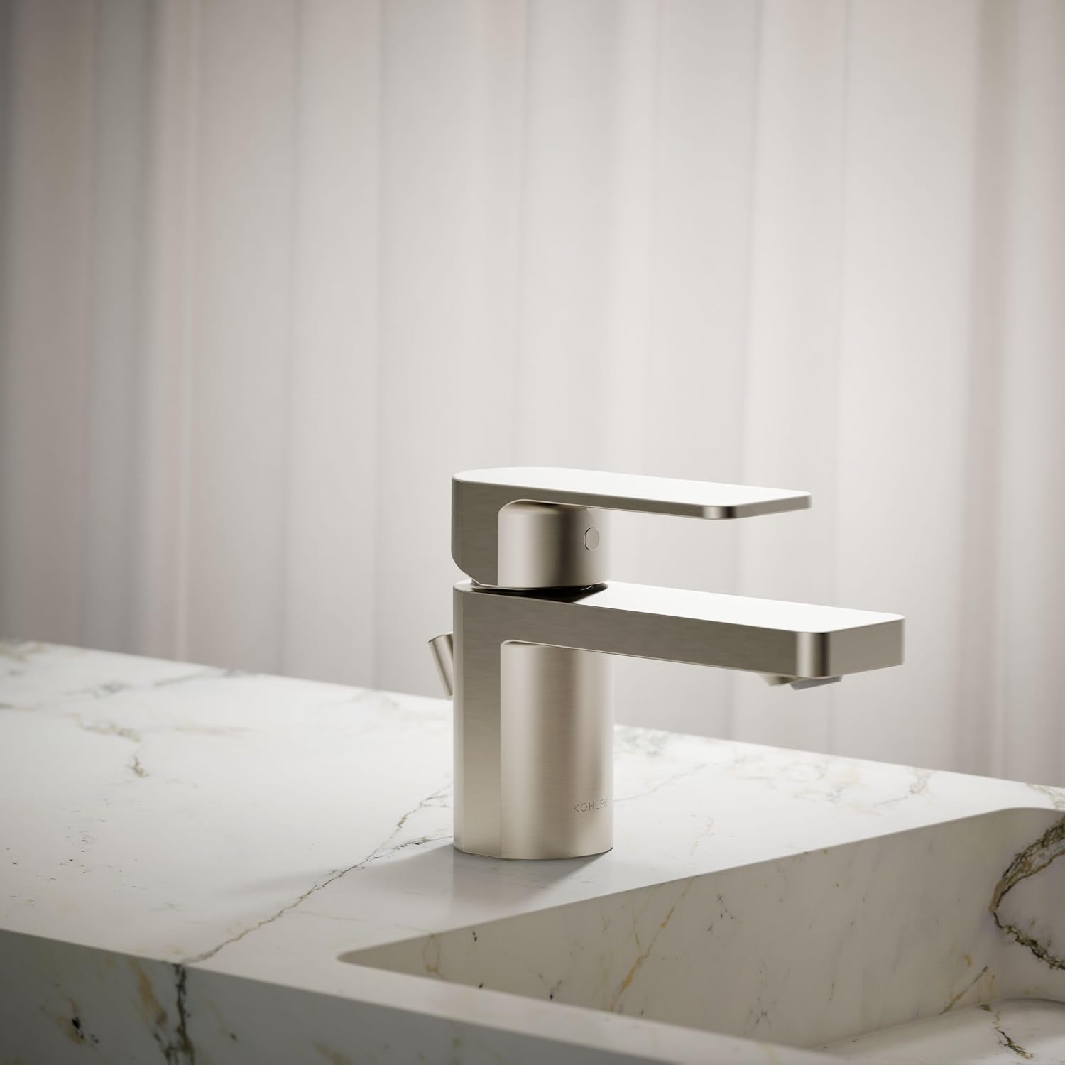 Kohler 24804-4-BN Parallel® Low Single-Handle Bathroom Sink Faucet, 1.2 gpm, Vibrant Brushed Nickel