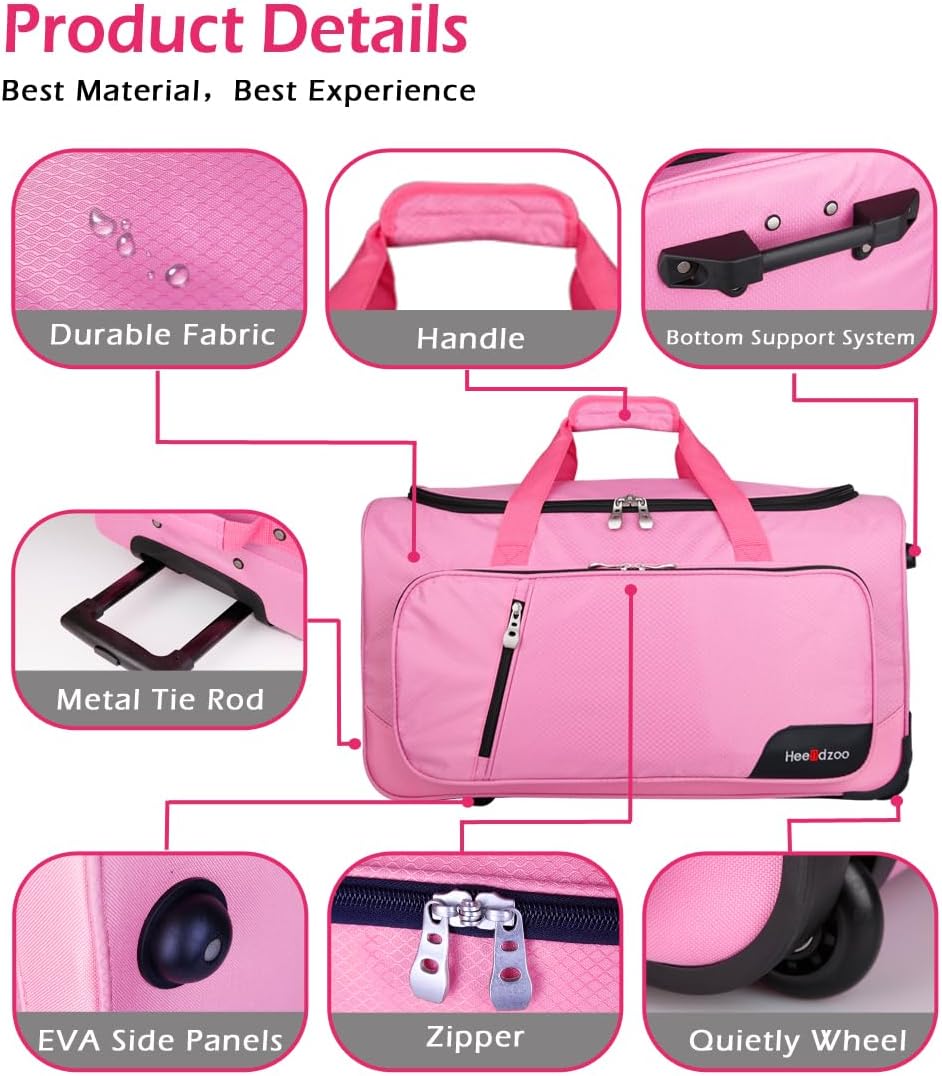 Dance Bag With Garment Rack,Dance Costumes Rolling Garment Bags For Travel,Garment Duffle Bag For Dance Competition, Wheeled Drop-Bottom Upright Luggage Closet Suitcase (23inch-Pink-E)