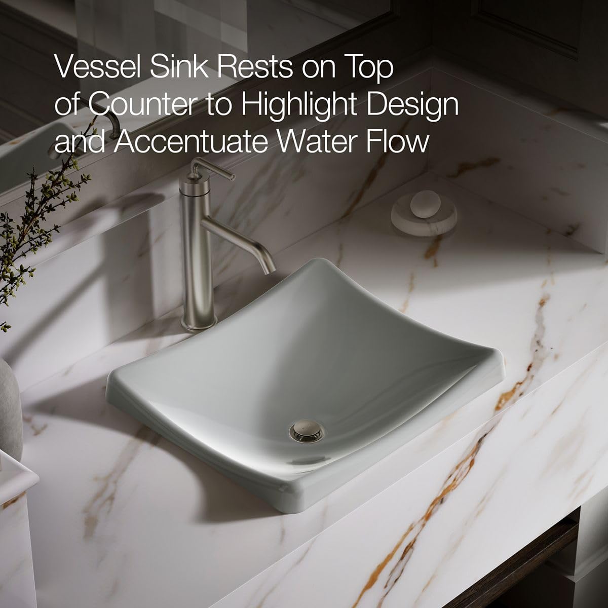 Kohler K-2833-95 DemiLav Rectangular Above-Counter 1 Bowl Bathroom Sink Ice Grey