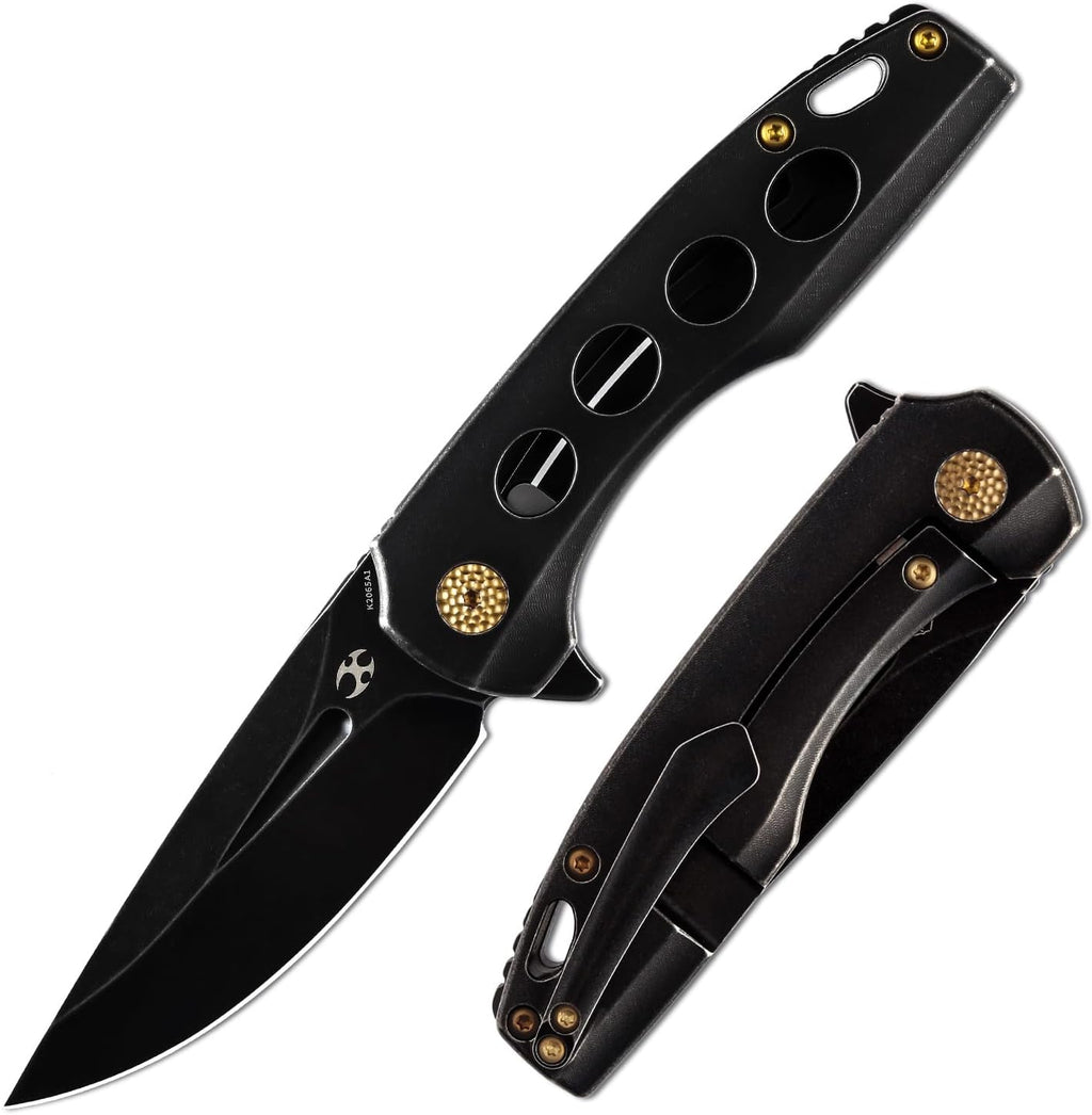 KANSEPT Cassowary Premium Pocket Folding Knives for Men EDC Pocket Knife 2.9'' Blackwash CPM S35VN Blade Excellent Folding Knife with Blackwash Titanium Handle EDC K2065A1