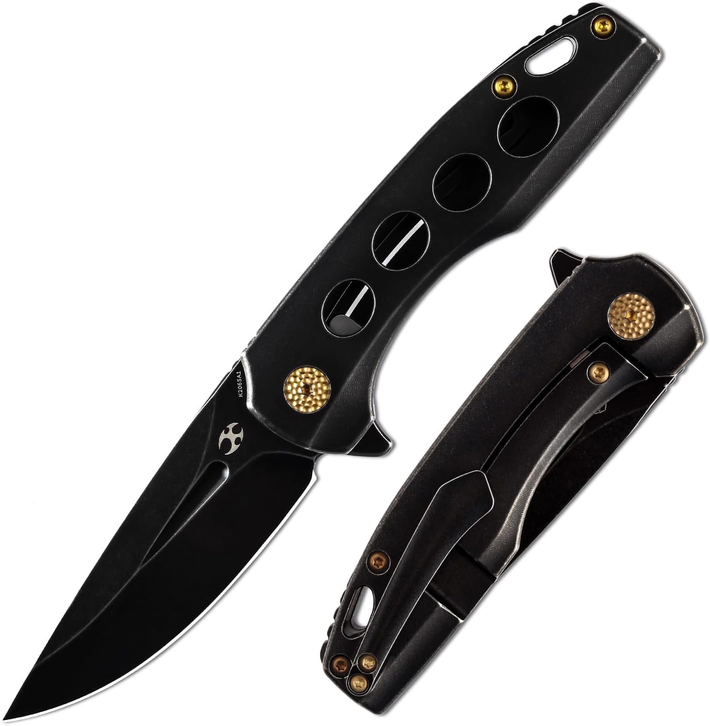 KANSEPT Cassowary Premium Pocket Folding Knives for Men EDC Pocket Knife 2.9'' Blackwash CPM S35VN Blade Excellent Folding Knife with Blackwash Titanium Handle EDC K2065A1