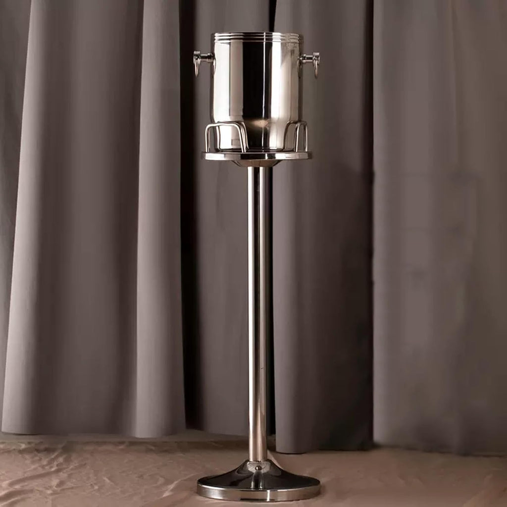 Ice Buckets Ice Bucket with Stand Stainless Steel Standing Ice Bucket Ice Cube Container, Wine Bucket on Stand Champagne Ice Bucket for Wine Beer KTV Club Bar BBQ Party Wedding, Silver Bar Ice Bucket