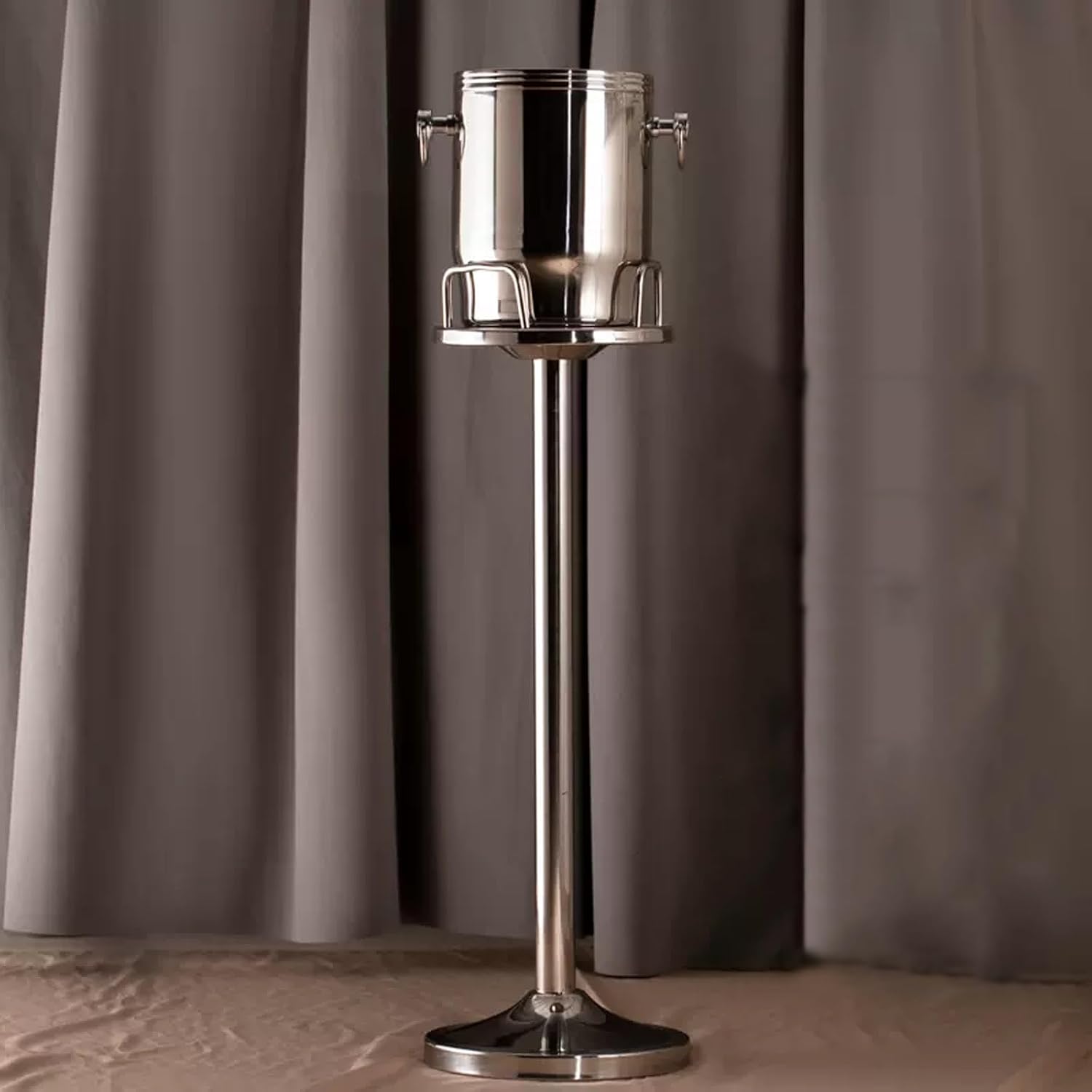 Ice Bucket Ice Bucket with Stand Stainless Steel Standing Ice Bucket Ice Cube Container, Wine Bucket on Stand Champagne Ice Bucket for Wine Beer KTV Club Bar Bbq Party Wedding, Silver Wine Chiller