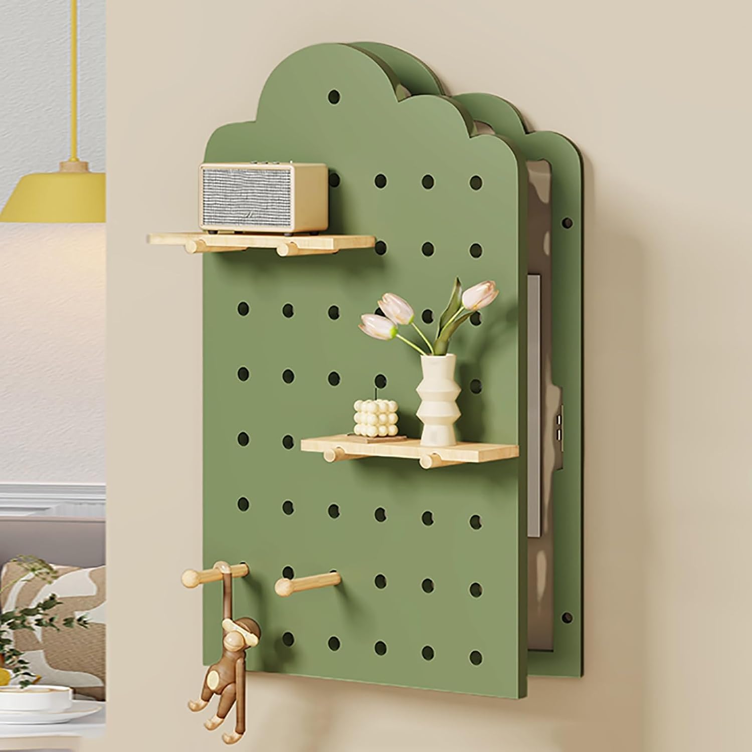 Decorative Fuse Breaker Box Cover, Wooden Electrical Panel Cover, Hide Electric Meter Box Decorative Painting, for Hotel, Kitchen and Bedroom(Green 2,40 * 65cm/15.7 * 25.6in)