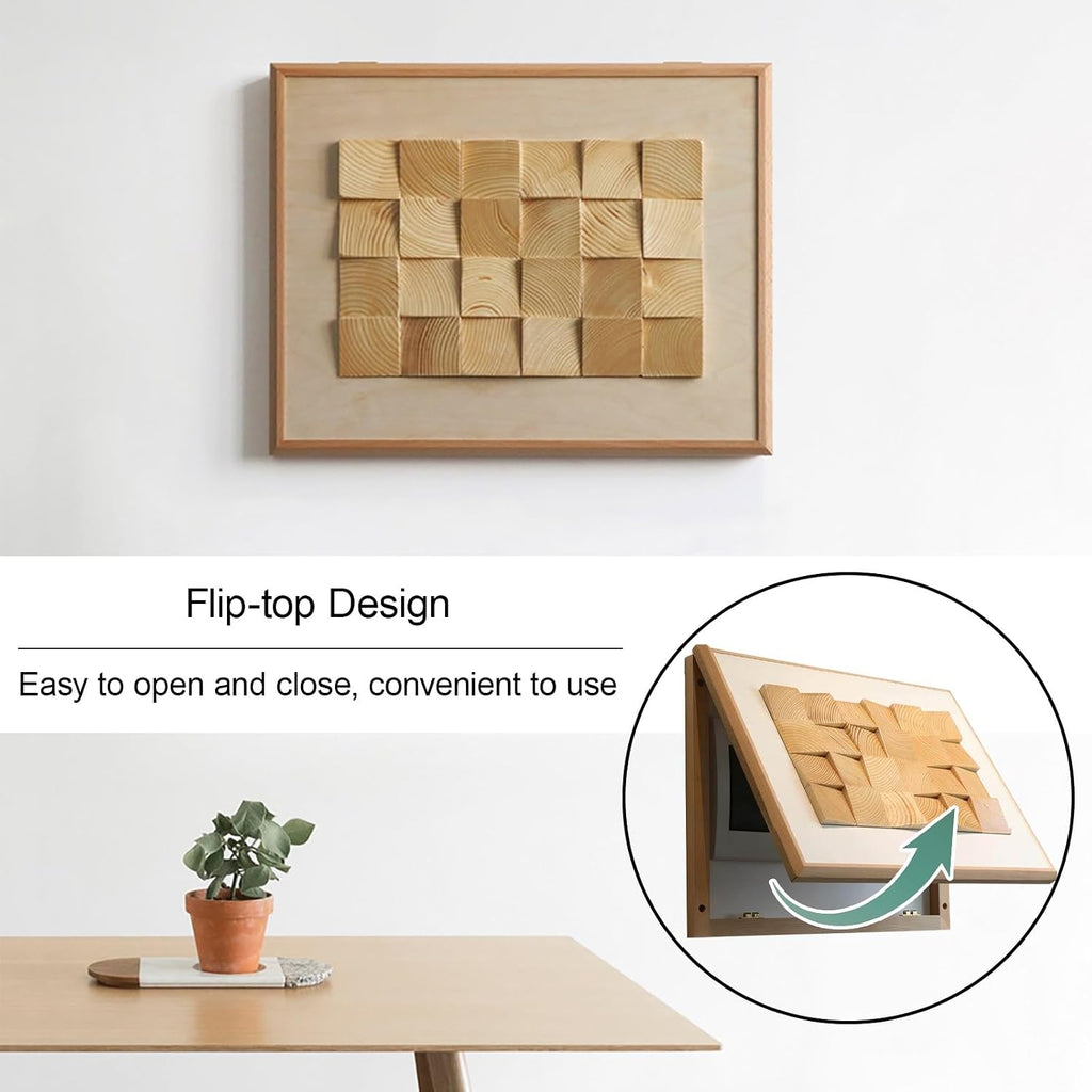 Decorative Electrical Panel Cover, Wall Mounted Electric Meter Box Cover, Wooden Wall Art Decorative, Meter Switch Box for Livingroom and Office(White,60 * 40cm/23.6 * 15.7in)