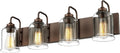 zeyu 28.5' Oil Rubbed Bronze Bathroom Light Fixtures, 4-Light Farmhouse Vanity Wall Lights with Clear Glass Shade, ZSL72B-4W ORB
