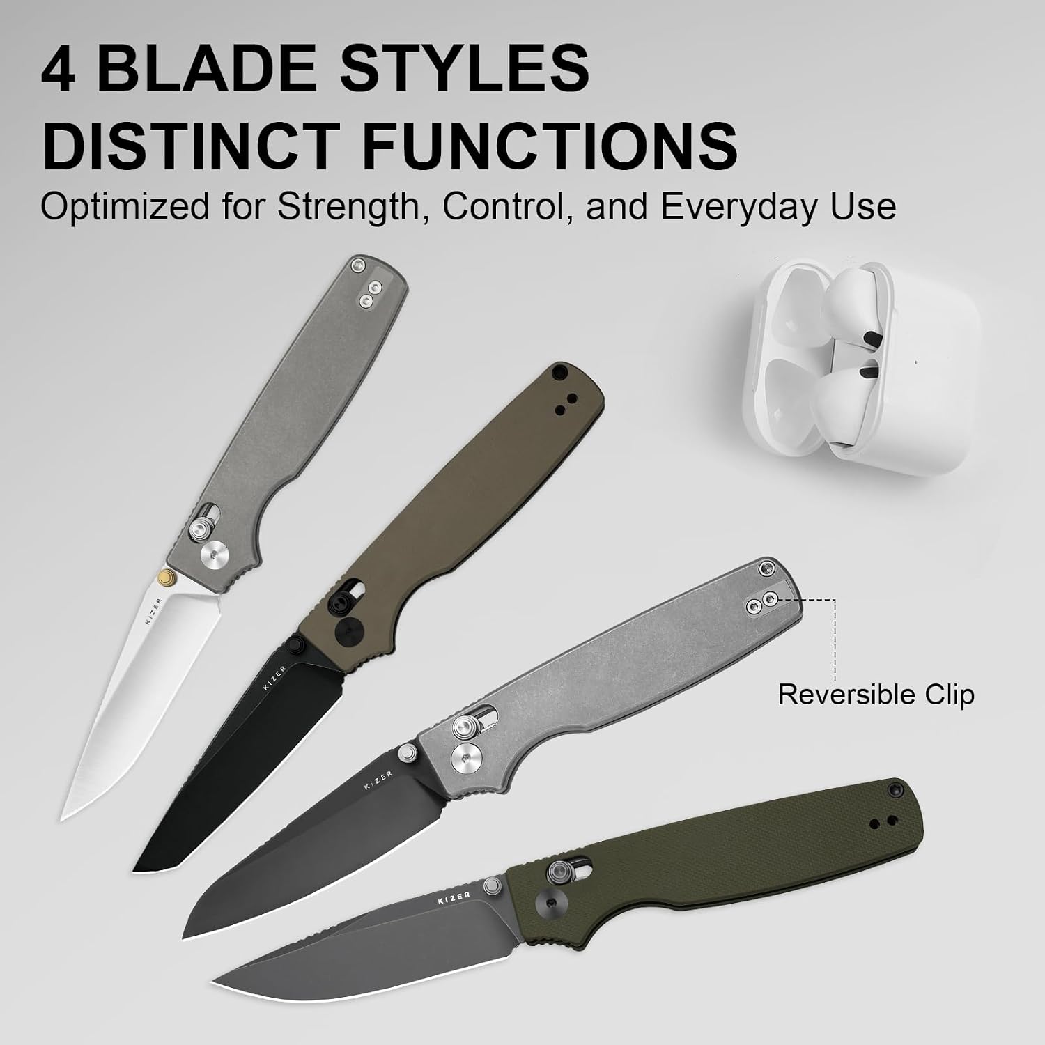 Kizer Original 2 EDC Pocket Knife, 3.19' S45VN Sheepsfoot Folding Knife with Titanium Handle, Thumb Stud Opener Clutch Lock, for Camping Hiking Fishing Ki3605.2SA1