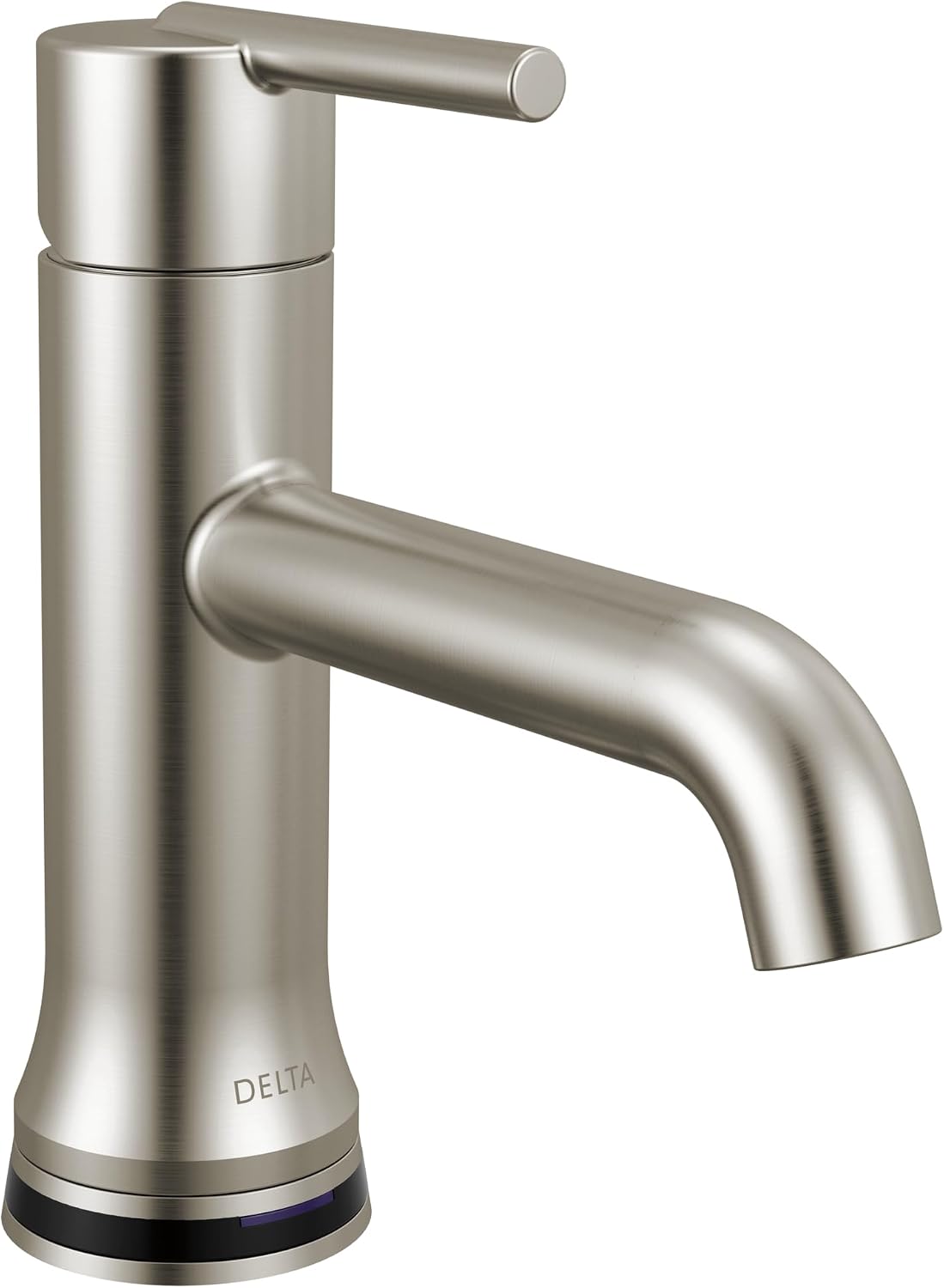 Delta Trinsic Touchless 1-Hole Bathroom Faucet with Touch On Technology, Brushed Nickel Single Hole Bathroom Sink Faucet, Metal Push-Pop Drain Assembly, Stainless 559TLF-SSMPU