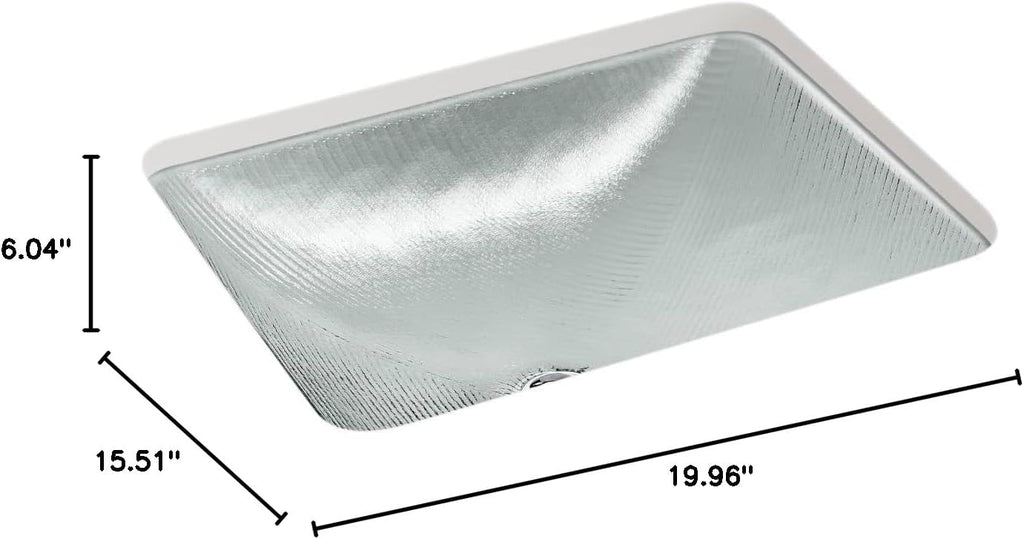 KOHLER K-28823-TG8 ARTIST EDITIONS Yepsen Collection Glass Undermount Bathroom Sink 17'' x 13''Rectangle Basin Trans Stone