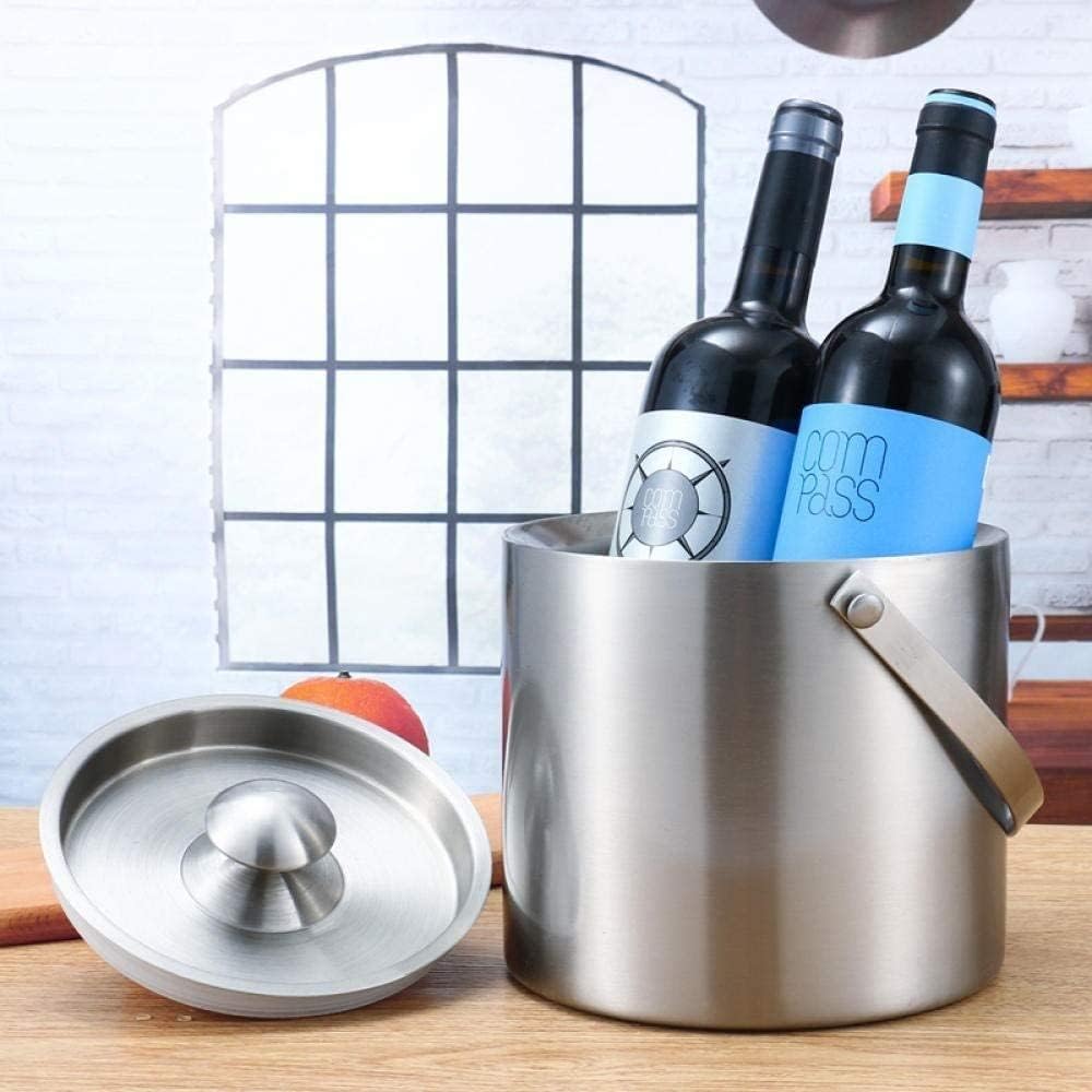 Ice Bucket Champagne Bucket with Stand, Stainless Steel Double Wall Wine Chiller with Carrying Handle, Ice Buckets for Parties Festival Bar Outdoor or Indoor Use, 5L Suitable for Family Bars