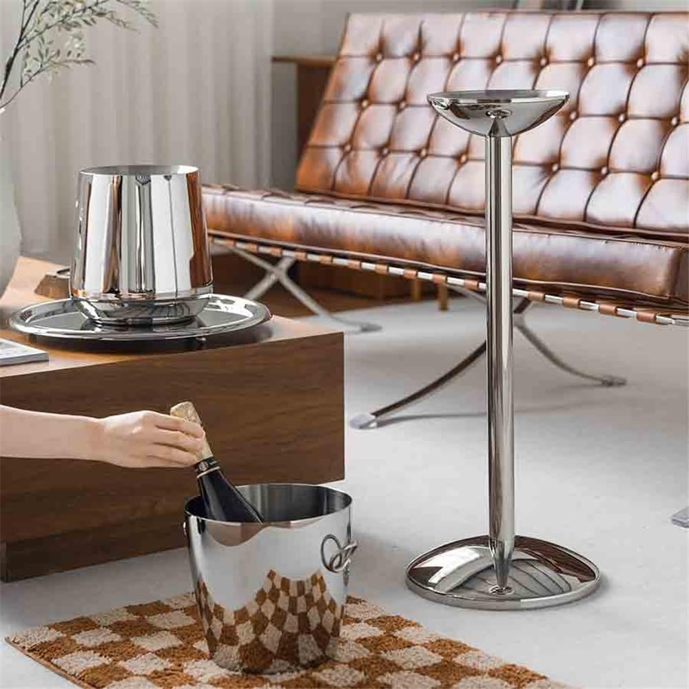 Portable Creative Vertical Floor Standing Ice Bucket Light Luxury Champagne Bucket Chill Bucket Stand Stainless Steel Ice Bucket Party