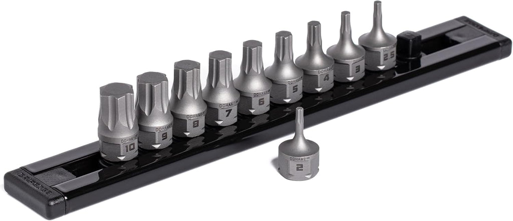 GripEdge |10-PC RPT 1/4'' Drive Low Profile Metric Hex Dual Action Driver Set| Includes sizes - 2mm, 2.5mm, 3mm, 4mm, 5mm, 6mm, 7mm, 8mm, 9mm & 10mm | Includes Premium Aluminium Rail |