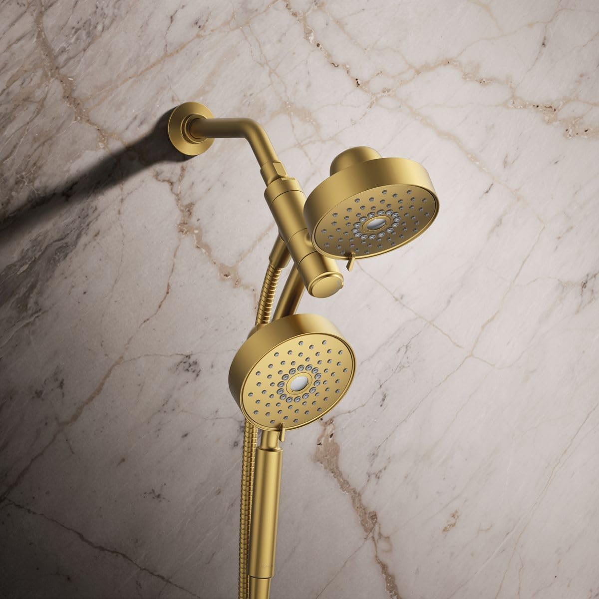 KOHLER 23219-2MB Purist 2-in-1 Multi Function Shower Kit with SHOWERHEAD & HAND SHOWER, Rotating Rail, Vibrant Brushed Moderne Brass, 2.5 GPM