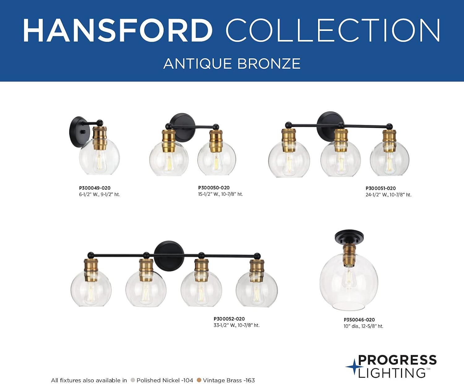 Hansford Collection 2-Light Clear Glass Coastal Bath Vanity Light Antique Bronze