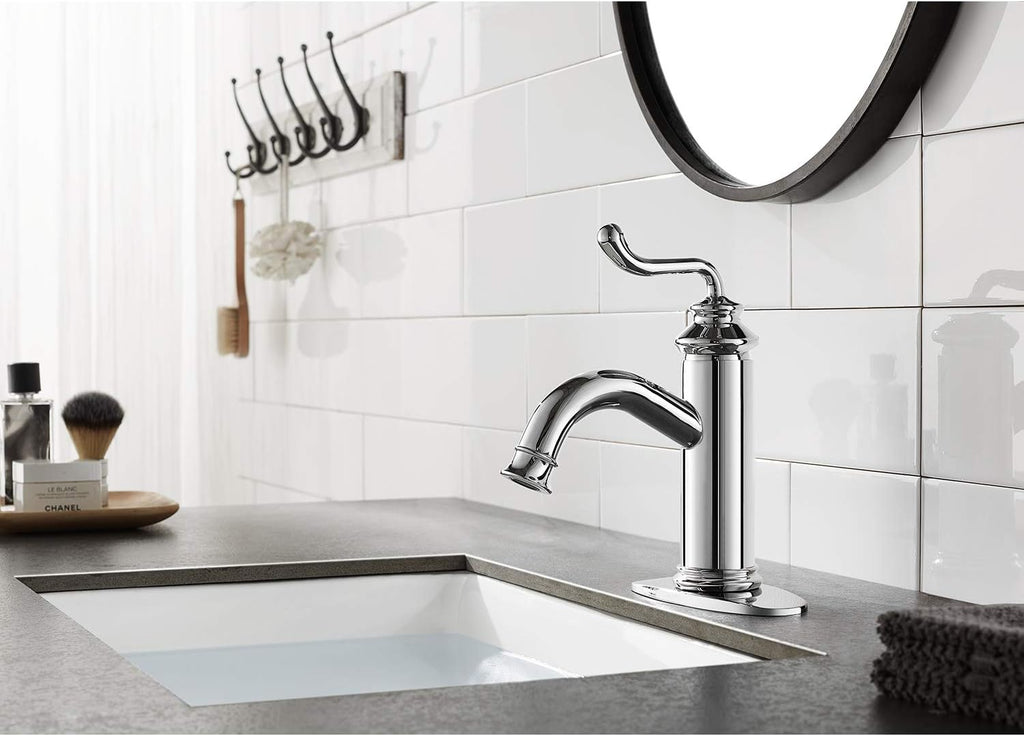 Fauceture LS5411RL Royale Single-Handle Bathroom Faucet with Push Pop-Up, Polished Chrome