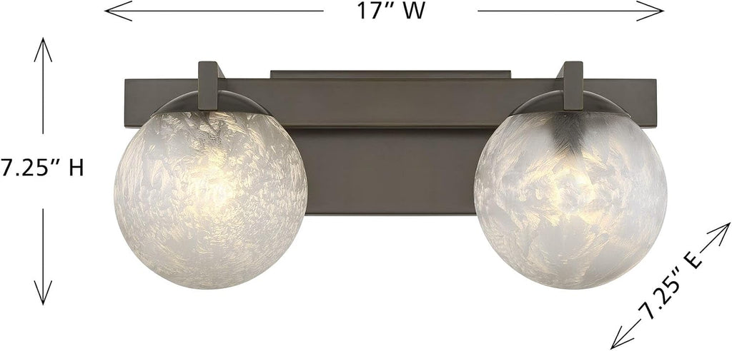 Savoy House 8-1017-2-15 Darien Contemporary Ice Glass Bathroom Vanity Wall Light, 2-Light 120 Total Watts, 7' H x 17' W, Mediterranean Bronze