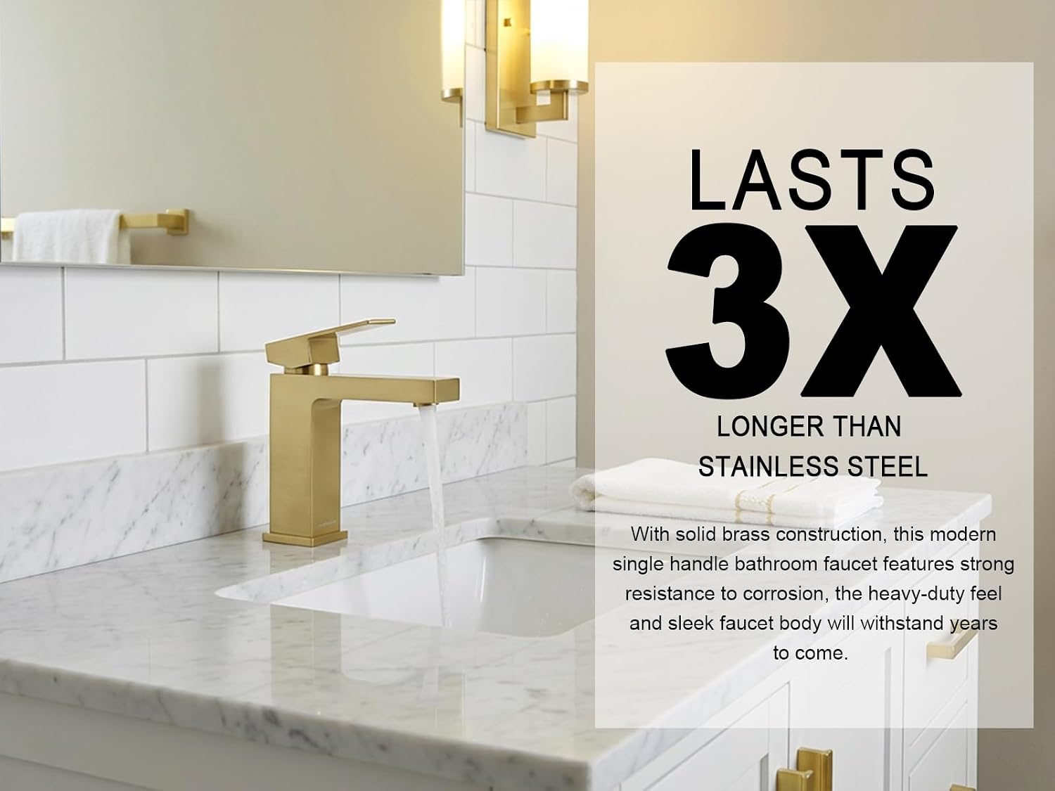 Lava Odoro Brushed Gold Bathroom Faucet Single Hole,Modern Bathroom Sink Faucet Single Handle Vanity Faucet with Pop up Drain Assembly, Deck Plate Included, 1.2 GPM, BF307-SG