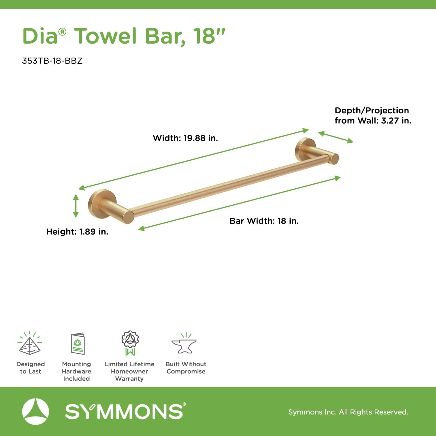 Symmons 35AC4BUNDLEBBZ Bathroom-Hardware, 4 Pieces, Brushed Bronze