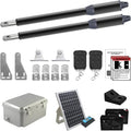 C01-L Solar Gate Openers with Batteries & Solar Panel for Dual Swing Gate Up to 14ft Long or 440lb Per Arm, Automatic Gate Openers for Driveway Dual Swing Gate with Long-Range Gate Opener Remote