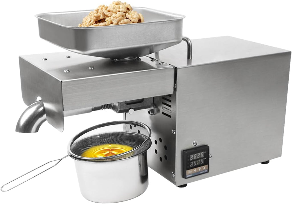 1500W Commercial Oil Press Machine Oil Expel, Food Grade Stainless Steel Nuts Seeds Oil Pressing Machine Electric Automatic Cold Hot with Intelligent Control Panel and LCD Touch Screen, Oil Extractor