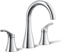 KOHLER K-27390-4N-CP Simplice® Widespread Bathroom Sink Faucet, Two Lever Handles and Clicker Drain, Bathroom Faucets, 0.5 GPM, Polished Chrome