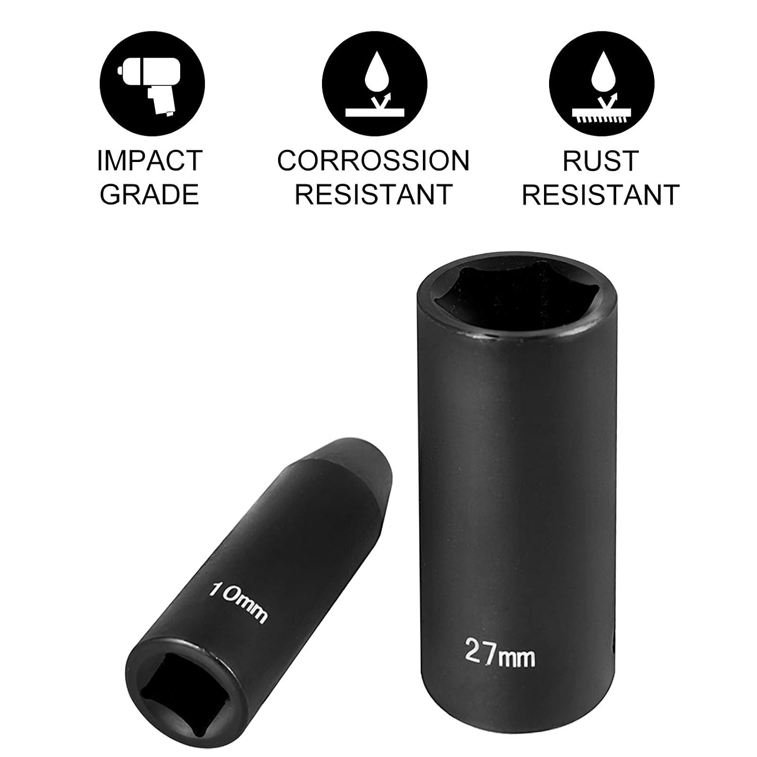 VEVOR 1/2' Drive Impact Socket Set & Impact Socket Set 1/2 Inches 26 Piece Deep Sockets