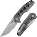 KANSEPT Cassowary Premium Pocket Folding Knives for Men EDC Pocket Knife 2.9'' Stonewashed CPM S35VN Blade Excellent Folding Knife with Grey Anodized Titanium Handle EDC K2065A2