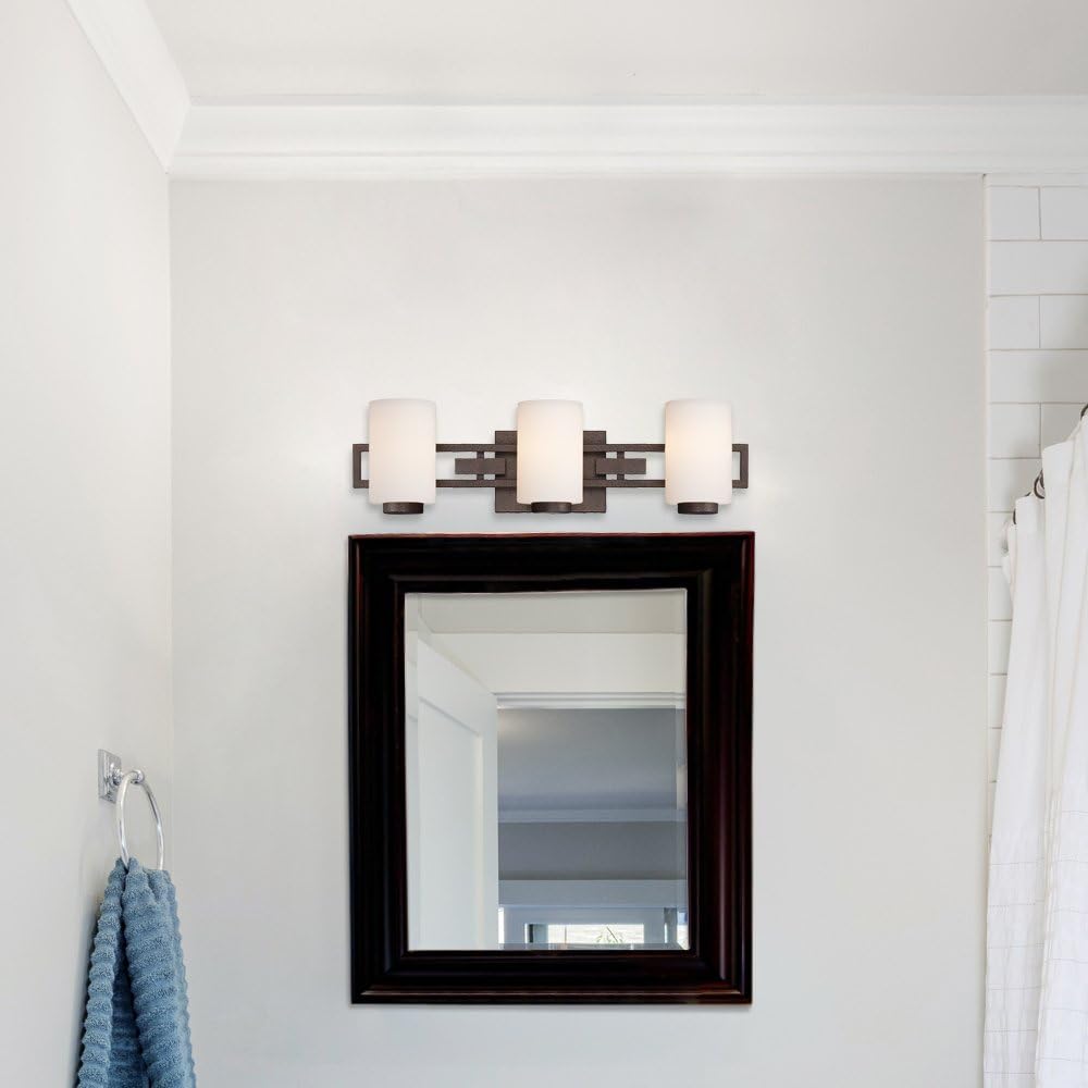 Designers Fountain 83803-FBZ 24in Del Ray 3-Light Bathroom Vanity Light Fixture, Flemish Bronze