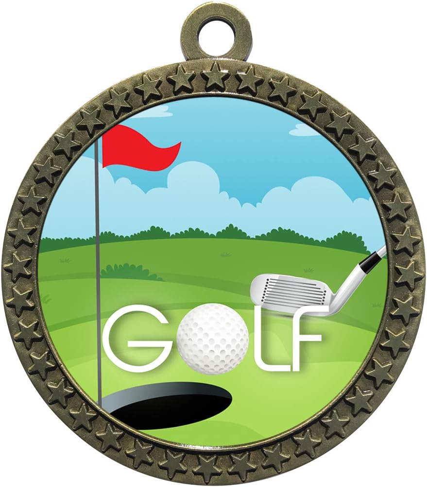 Express Medals 1 to 50 Packs Golf Gold Medal Trophy Award with Neck Ribbon D212-EG130