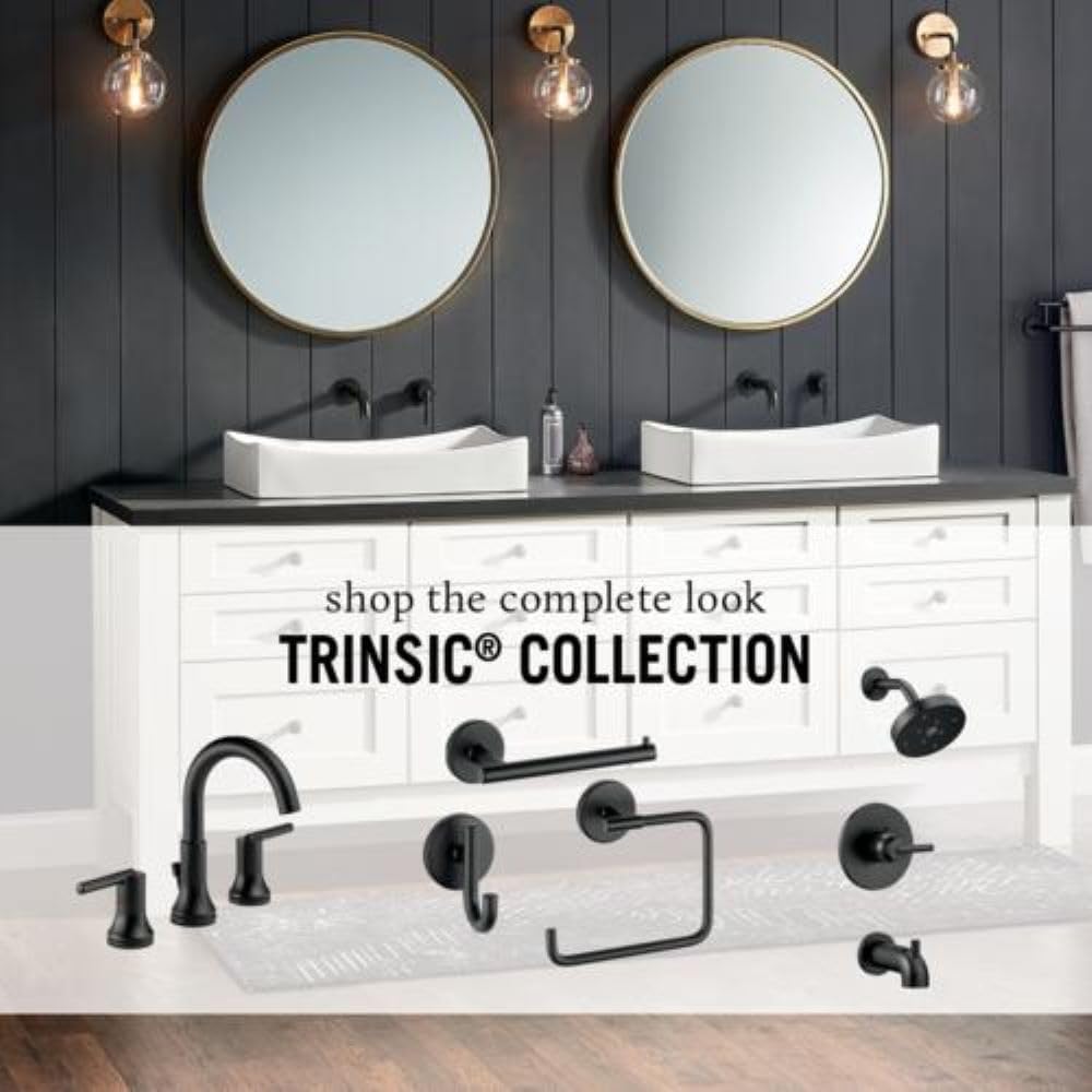 Delta Trinsic U-Spout Widespread Bathroom Faucet, Oil Rubbed Bronze 3-Hole Bathroom Sink Faucet, Metal Push-Pop Drain Assembly, Venetian Bronze 3554-RBMPU-DST