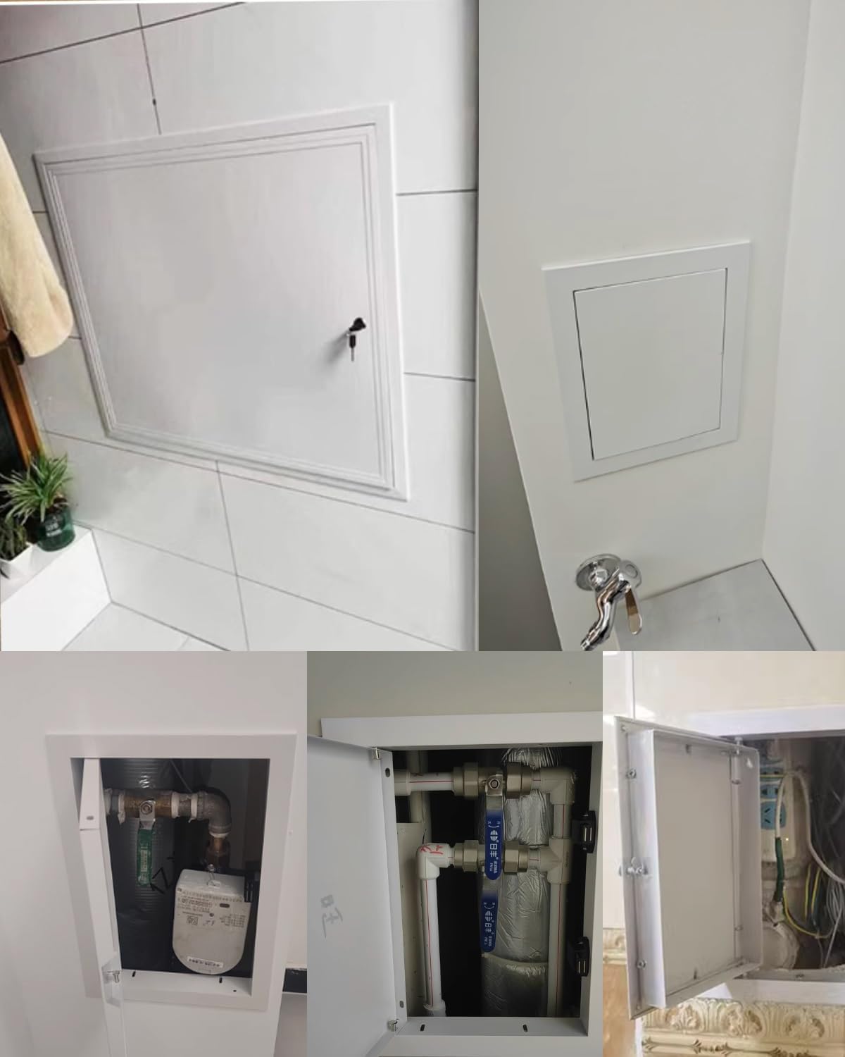 Shower Valve Access Panel with Lock & Door - Decorative Electrical Box Cover, 32.4'x32.4' - Easy Installation for Utility Inspection in Bathroom
