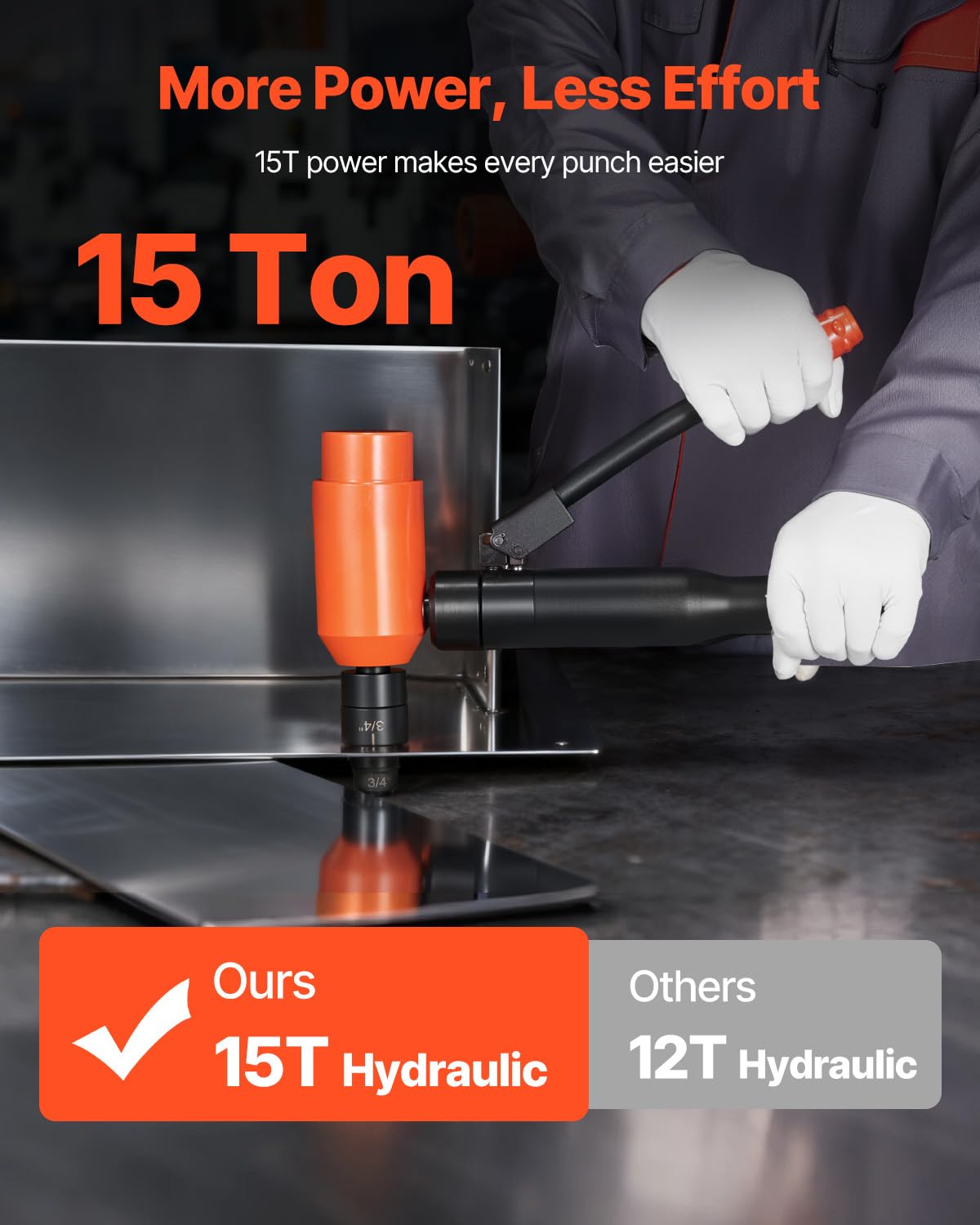 VEVOR Knockout Punch Set, 15 Ton Hydraulic Knockout Set, 1/2' to 4' KO Tool Kit Hole Making Tool, KO Tools Kit W/10 Dies for Metal Electrical Cabinets, Electrical Control Cabinets, Switch Cabinets
