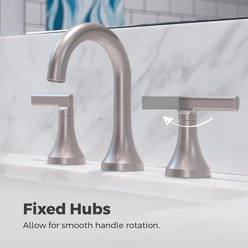 Pfister Vedra Bathroom Sink Faucet, 8-Inch Widespread, 2-Handle, 3-Hole, NSF Certified, Spot Defense Brushed Nickel Finish, LF049VEDGS