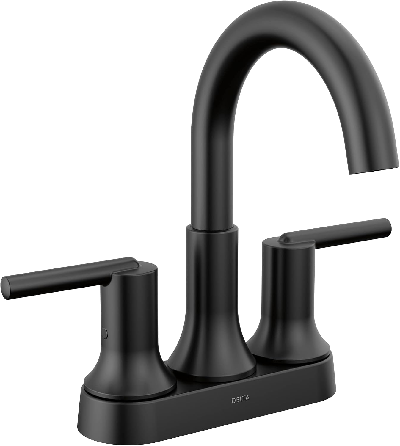 Delta Faucet Trinsic Matte Black Bathroom Faucet, Bathroom Sink Faucet, Centerset, Diamond Seal Technology, Metal Drain Assembly, Matte Black 2559-BLMPU-DST