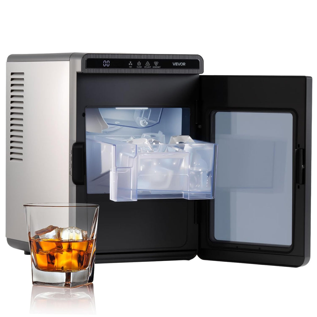 VEVOR 1.6' Clear Ice Cube Maker, 3 Square Ice Ready in 25–35 Mins, 108 Pcs/Day, 24H Timer Ice Maker Countertop for Cocktails, Whiskey & Bourbon