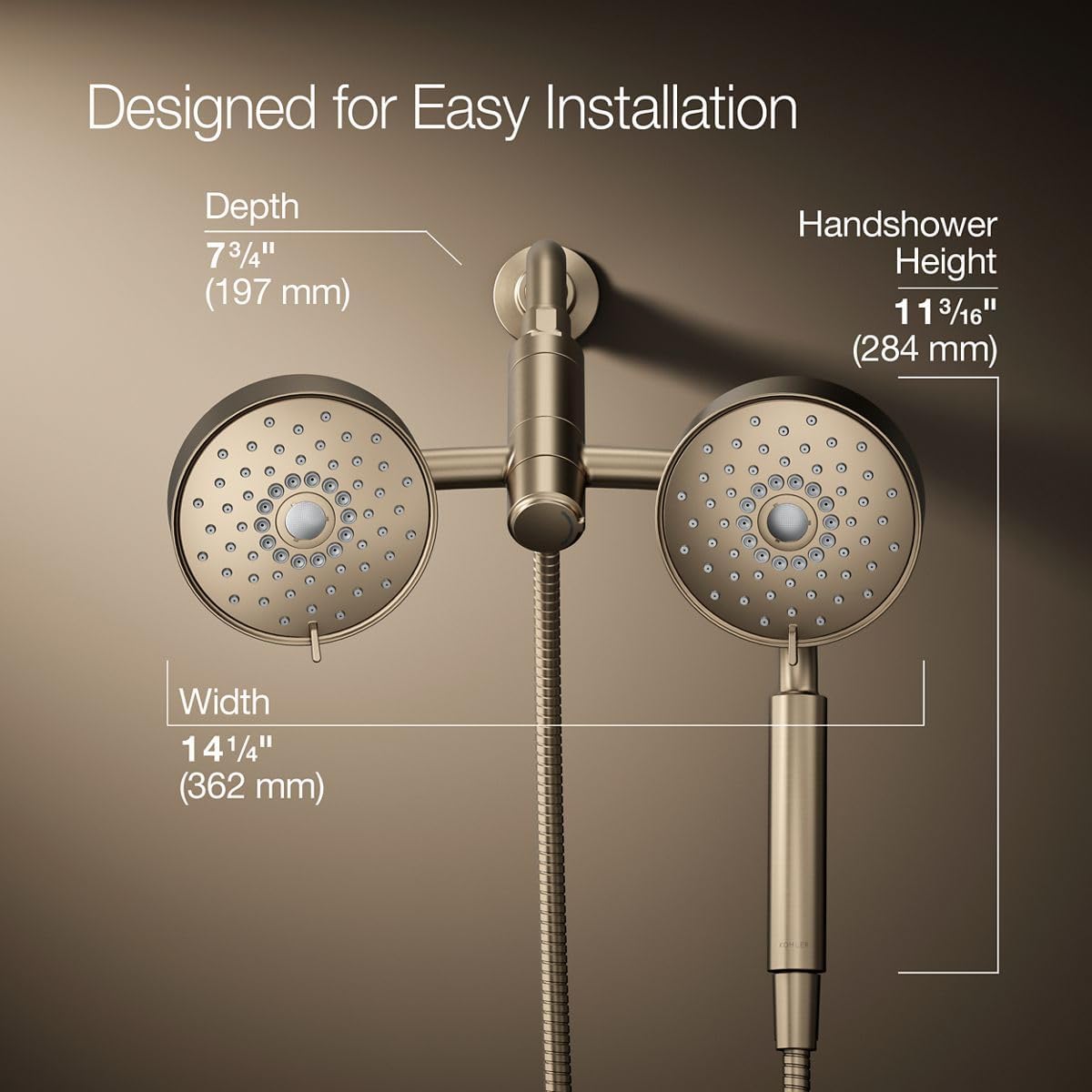Kohler Purist® Showerhead 2-In-1 Combo 1.75 GPM, Brass, Brushed