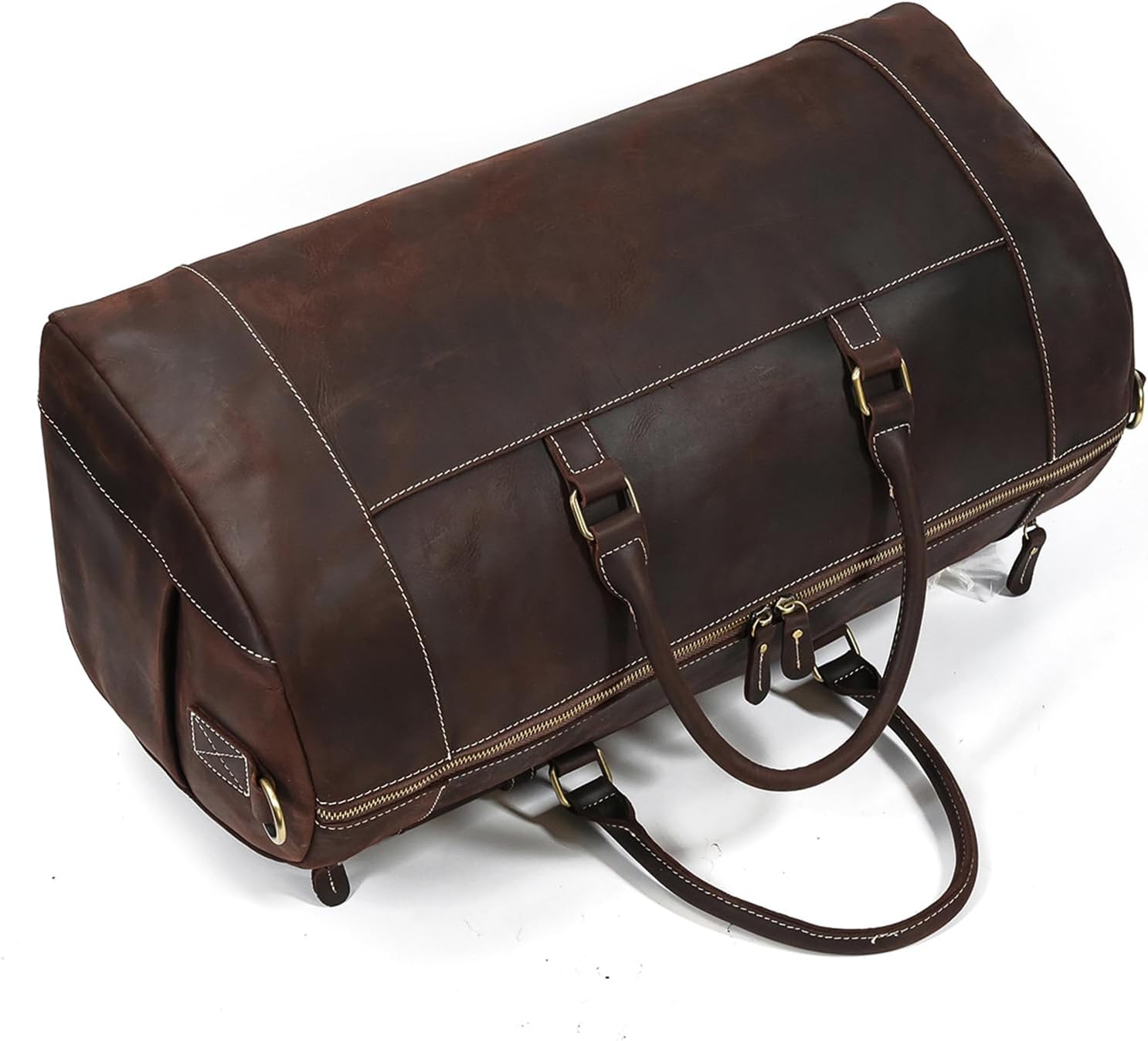 LUUFAN Full-grain Genuine Leather Travel Bag Large Capacity Duffel Luggage Bag with Shoe Compartment, Men Women Shoulder Handbag for Weekend Holiday Business Trip