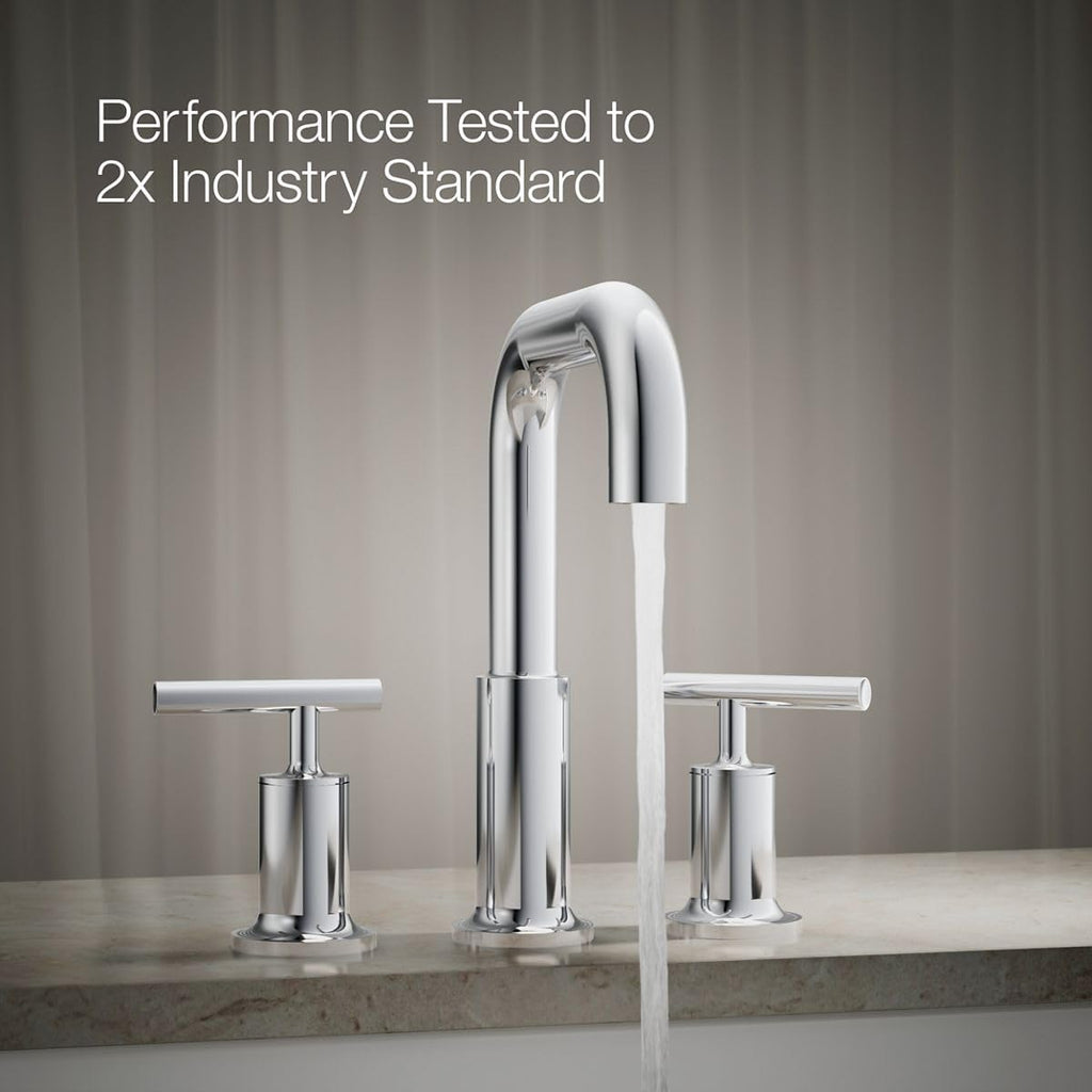 Kohler T14428-4-CP Purist Deck-Mount High-Flow Bath Faucet Trim with Lever Handles, Valve Not Included, Polished Chrome