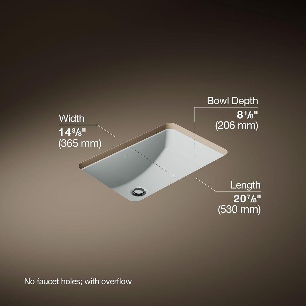 Ladena Rectangular Undermount Sink in Ice Grey