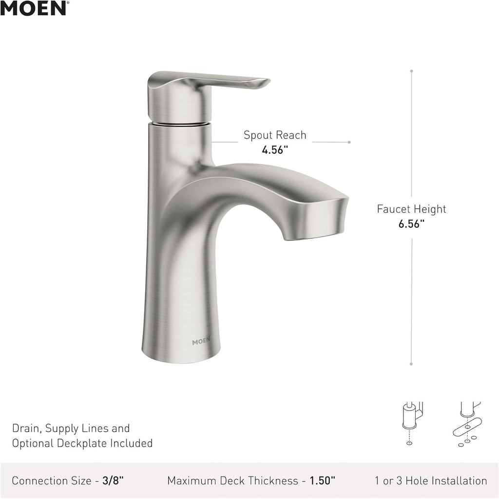 Moen Findlay Bronzed Gold Single-Handle Bathroom Faucet, Single-Hole Setup with Deckplate, 84516BZG